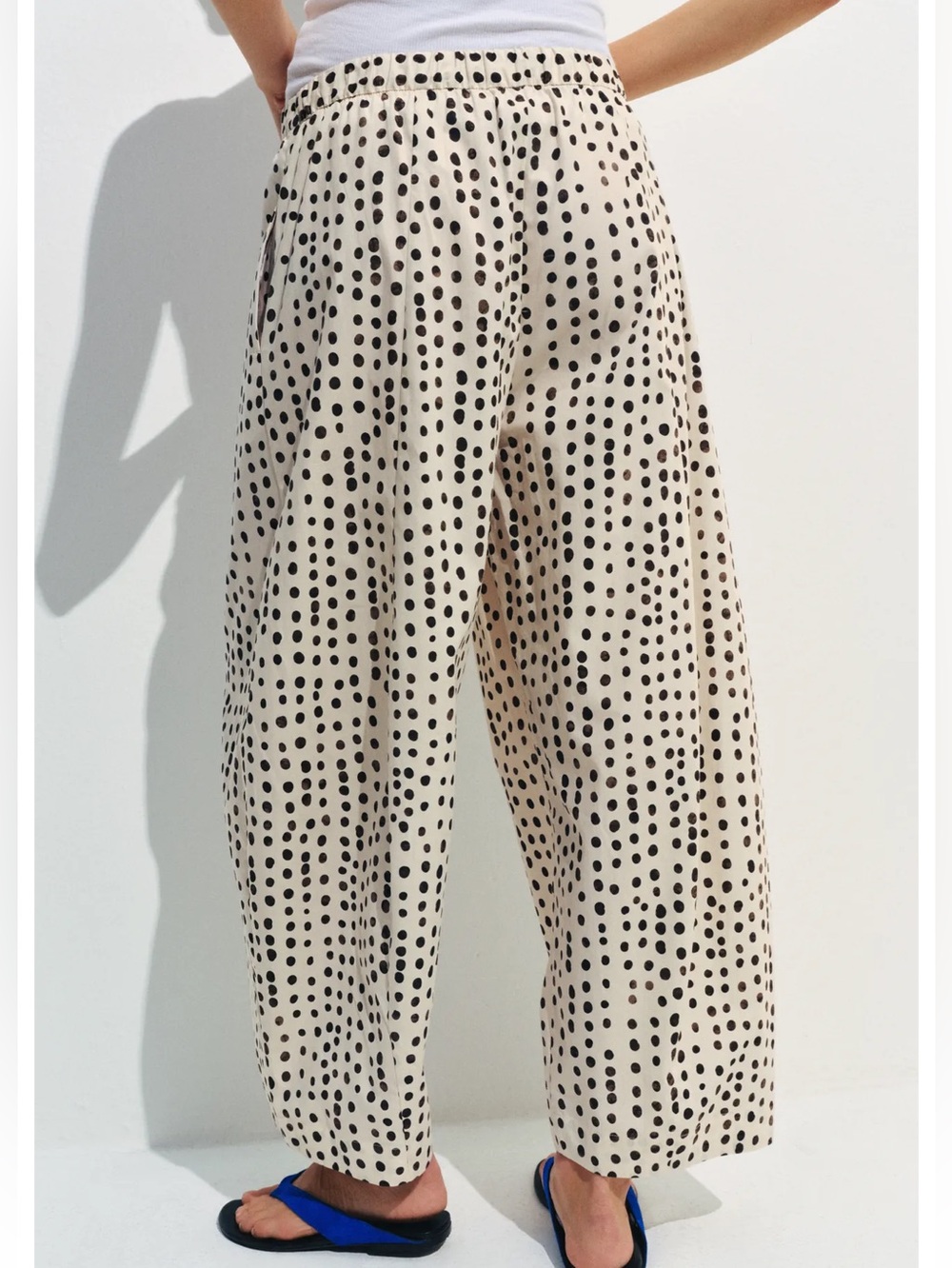 Zara ZW COLLECTION POLKA DOT PAJAMA PANTS - Picture 4 of 7